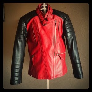 Red and black leather jacket